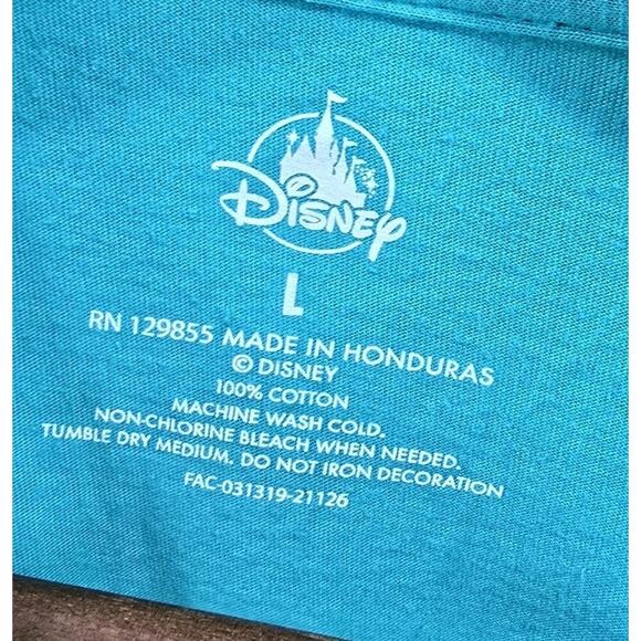 Disney T Shirt Womens Large Blue Short Sleeve Crew Walt Wood Retro Stripe Tee - Picture 3 of 8